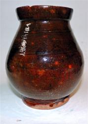Early Small Ovoid Decorated Redware Jar
