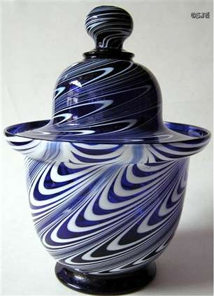 American Nailsea Sugar Bowl