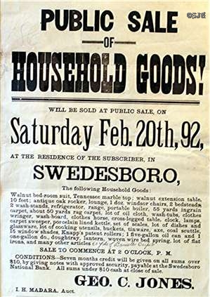 1892 Swedsboro NJ Auction Broadside