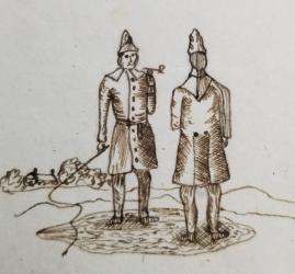 18th Century Pen & Ink Hessian Soldiers 