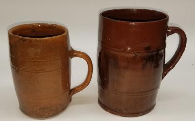 2 Early Redware tankards