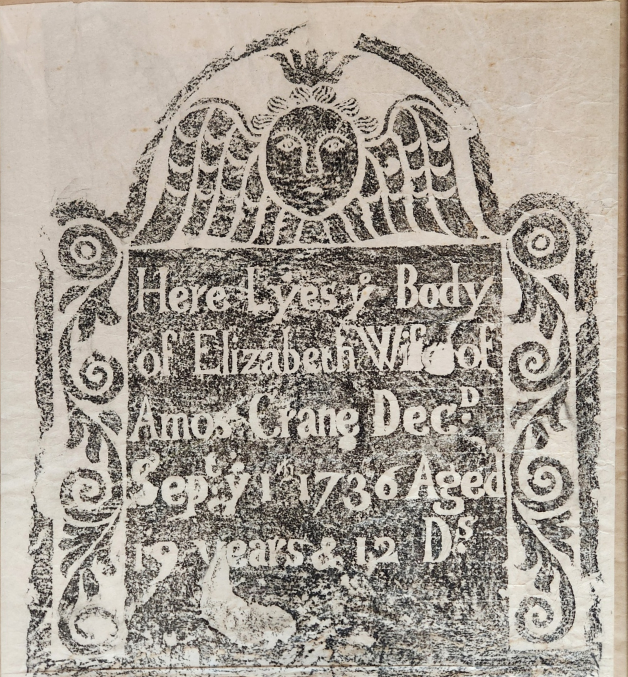 New Jersey Tombstone Rubbing