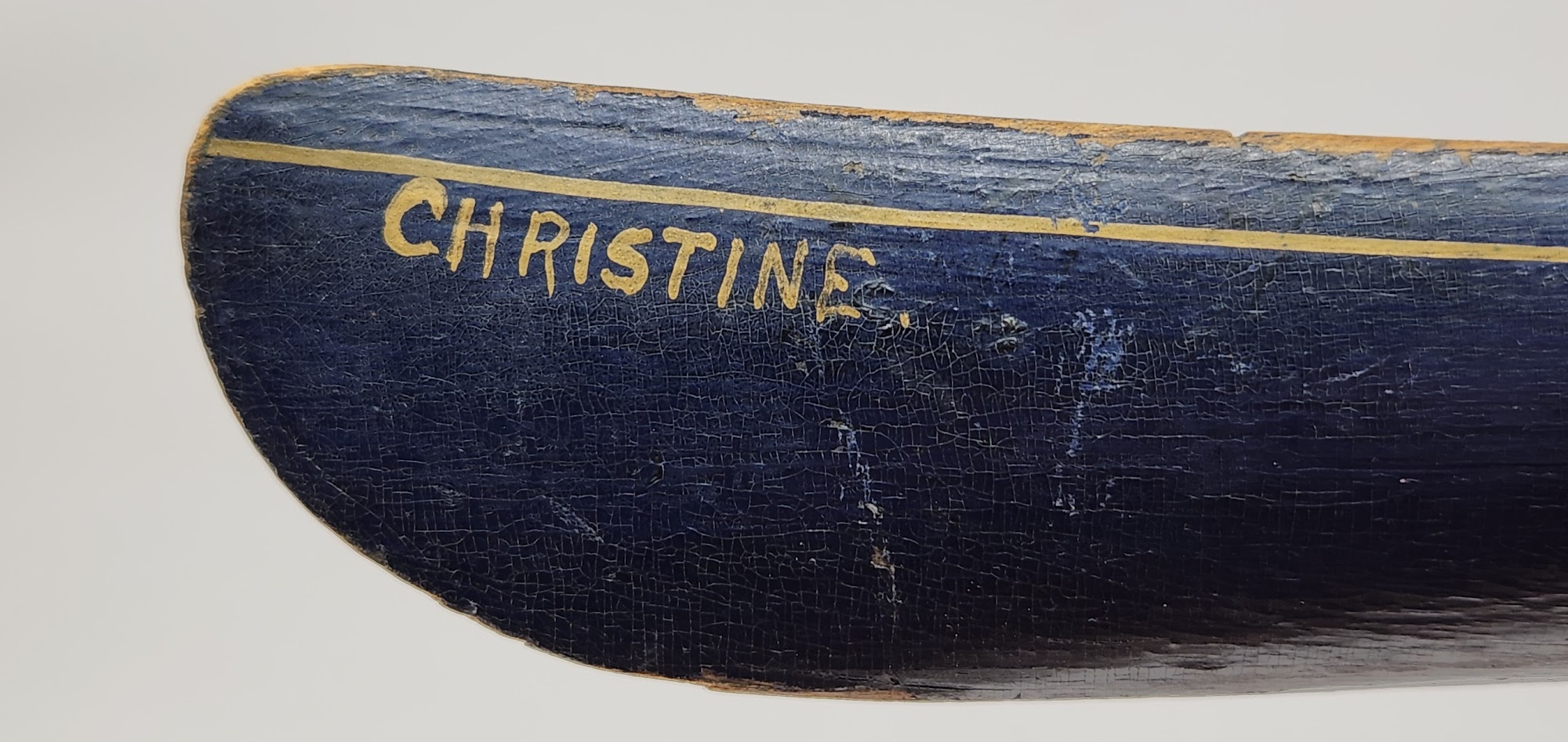 Blue Paint Decorated Toy Canoe 