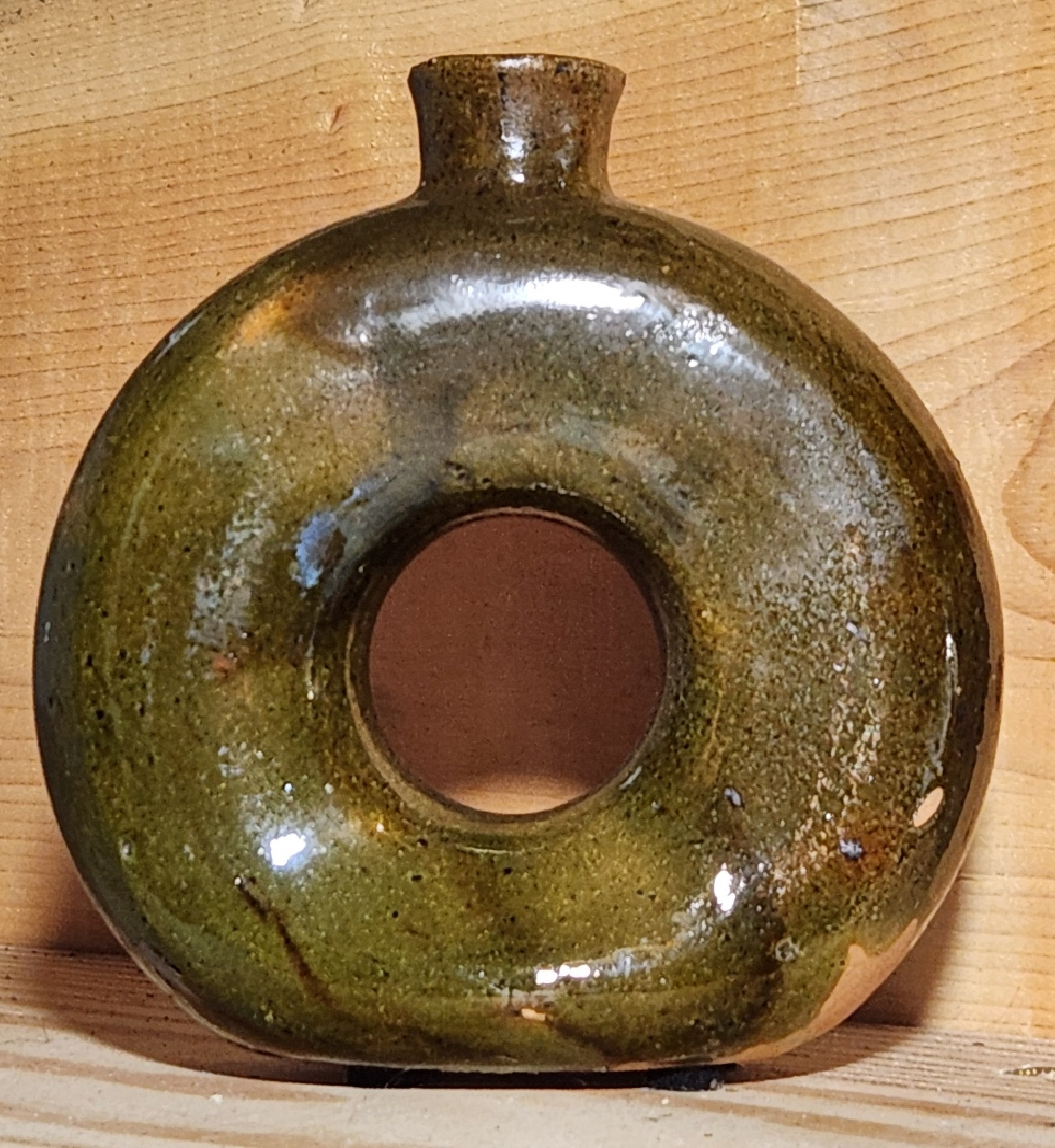Early Redware Pocket Flask