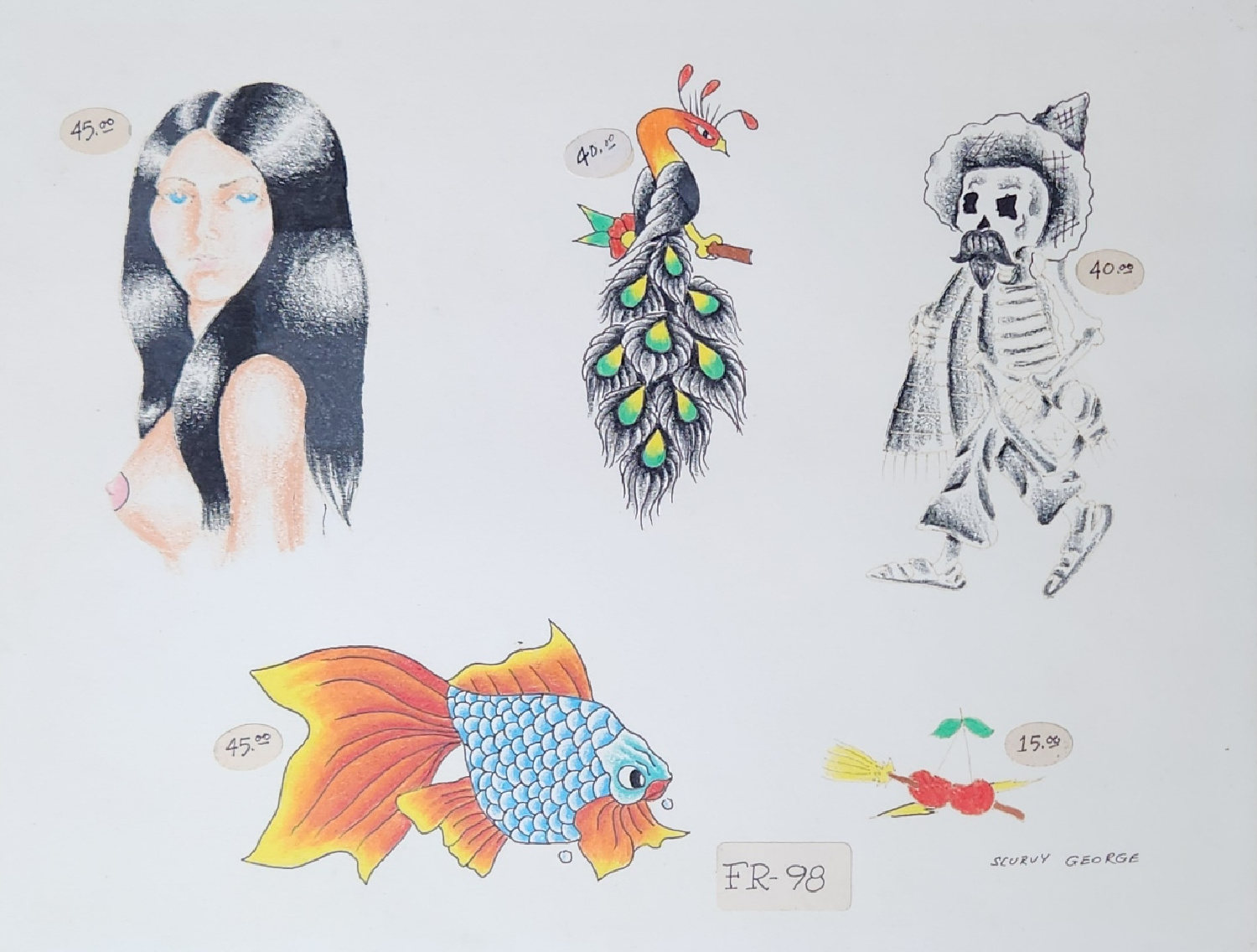 1970s Original Tattoo Flash 