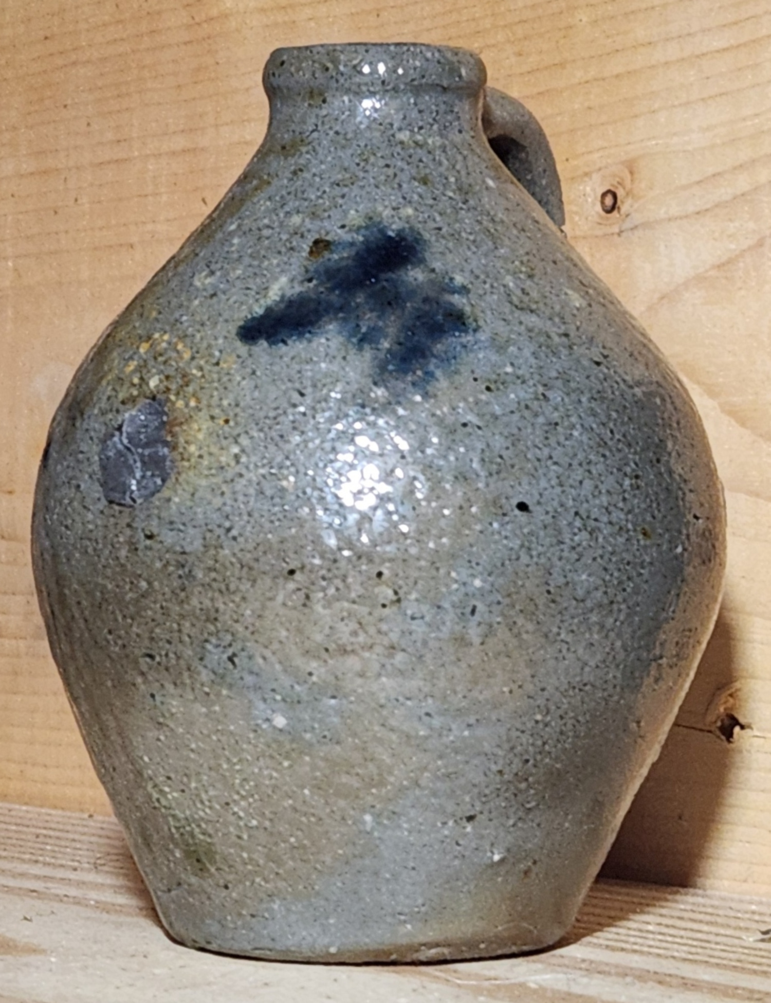 Early 4 1/2" Salt Glazed Ovoid Jug
